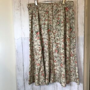 Floral A-Line Skirt - Cream and Pink